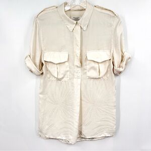 Equipment silk button down Cream Shirt short sleeves SP